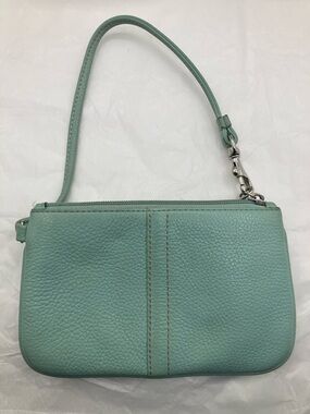 Coach Mint Green Pebbled Leather Wristlet